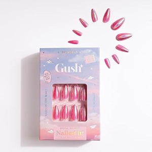 gush beauty press on nails french pink tips - medium almond  24 pack