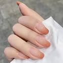 Gush Beauty Nailed It | Reusable Luxury Press On Nails With Application Kit | (Orange Sunset - Medium Almond)