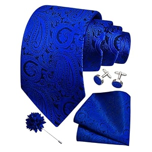 gusleson men39s 4-pc paisley tie set - jacquard necktie pocket square cufflinks lapel pin - wedding formal gifts