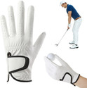 gustave Mens Calfskin Leather Golf Gloves Breathable Fingers Adjustable Wrist Strap Golf Gloves