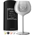 Gusto Nostro 50th Birthday Wine Glass - Classy 50th Birthday Gifts for Women/Men - Stainless Steel Wine Glass with Engraved Vintage Fifty Bday Quote &amp; Gift Box - Gift for 50 Year Old Woman - Gift Idea