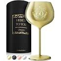Gusto Nostro 60th Birthday Wine Glass - Happy 60th Birthday Gifts for Women/Men - Stainless Steel Wine Glass with Engraved Vintage Sixty Bday Quote, Luxury Box - Unique Gifts for 60 Year Old Woman,Man