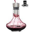 Gusto Nostro Crystal Wine Decanter with Aerator Pourer - Premium Hand-blown Lead-free Glass Wine Decanter Set for Red Wines - Carafe with Lid Filter for Smooth Pouring - Stainless Steel Spout Included