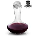 Gusto Nostro Crystal Wine Decanter with Marble Stopper - Premium Hand-Blown Lead-Free Glass Wine Decanter for Red Wines - 750ml Carafe for Wines with Natural Stone Round Stopper - Sleek Slanted Design