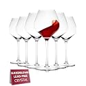 Gusto Nostro Crystal Wine Glasses Set of 6, 22 Oz Long Stem Modern Wine Glasses for White and Red Wine, Dishwasher Safe, Fancy, Elegant, Large and Tall Wine Glass for Wedding Christmas Anniversary