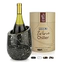 Gusto Nostro Marble Wine Chiller Bucket - 750ml Wine Bottle Cooler and Champagne Chiller for Party, Kitchen, Bar Cart Decor to Chill & Keep Bottles Cold with Unique Wine Lovers Gift Box (Black Zebra)