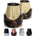 Gusto Nostro Marble Wine Chiller for Glass &amp; Stainless Steel Tumbler Set of 2 - Wine Glass Chiller Holder for Freezer - Cool Set of Chillers &amp; Stemless Wine Metal Tumblers for Home, Bar (Black &amp; Gold)