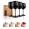 Gusto Nostro Stainless Steel Wine Glass - 18 oz - Unbreakable Black Wine Glasses for Travel, Camping and Pool - Fancy, Unique and Cool Portable Metal Wine Glass for Outdoor Events, Picnics (Set of 4)