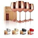 Gusto Nostro Stainless Steel Wine Glass - 18 oz - Unbreakable Rose Gold Wine Glasses for Travel, Camping and Pool - Fancy, Unique and Cool Portable Metal Wine Glass for Outdoor, Picnics (Set of 4)