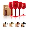 Gusto Nostro Valentine’s Day Gift Stainless Steel Wine Glass – 18 oz Red, Unbreakable Colorful Wine Glasses for Travel, Camping and Pool – Cute, Unique Metal Wine Glass for Outdoor, Picnics (Set of 4)
