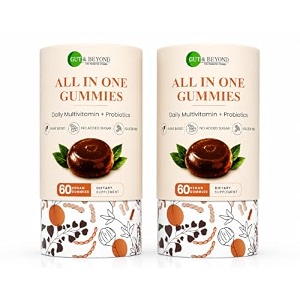gut and beyond all-in-one gummies 2 month -120 gummies  probiotics multivitamins and antioxidants  immunity gut health and skin  coffee flavour  for men and women