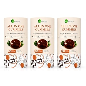 gut and beyond all-in-one gummies 3 month - 180 gummies  probiotics multivitamins and antioxidants  immunity gut health and skin  coffee flavour  for men and women