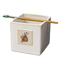 GUTE Painters Artist Paint Brush Holder & Cleaner - 3.5" H 3" W Gift Mixing Cup, Elegant Painting Cup Supplies for Children & Adults, Arts & Crafts Supplies for Home (White)