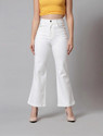 GUTI Women Flared High Rise White Jeans