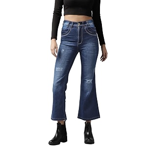 GUTI Womens High Rise Crop Length Jeans