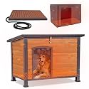 GUTINNEEN Extra Large Heated Dog House Outdoor Insulated Dog House Weatherproof Dog Kennel with Thermostat-Controlled Heating Pad, 6-Sided Thermal Liner, Chew-Proof Metal Frame for Large Dog Breeds,XL