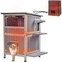 GUTINNEEN Heated Outdoor Cat House Insulated Weatherproof Outside Feral Cat Shelter for Winter with Heater and Insulated Liner Two Story, 28" L x 23" D x 34.4" H