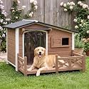 GUTINNEEN Large Dog House Outdoor Weatherproof Dog Kennel Shelter, 44.6" L