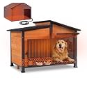 GUTINNEEN Large Heated Dog House Outdoor Insulated Dog Kennel Weatherproof with Safe Heating Pad, Full 6-Sided Insulation, Chew-Proof Metal Frame, Rotatable Spill-Proof Bowl for Large Dog Breeds