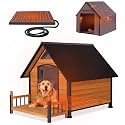 GUTINNEEN Large Heated Dog House Outdoor Insulated Weatherproof Dog Kennel with Heated Pad, Insulated All-Round Thermal Liner, Chew-Proof Strong Iron Frame Dog House for Dogs (Winter-Ready)