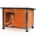 GUTINNEEN Large Outdoor Insulated Dog House Weatherproof Dog Kennel Indestructible Dog Shelter with Chew-Proof Full Metal Frame, Openable Roof for Small to Large Dog Breeds (33.5"L x 22"W x 25.2"H)
