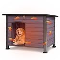 GUTINNEEN Large Outdoor Insulated Dog House Indestructible Dog Shelter Weatherproof Dog Kennel with Chew-Proof Metal Frame, Openable Roof for Small to Large Dog Breeds (Grey, 33.5"L x 22"W x 25.2"H)