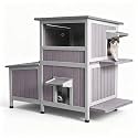 GUTINNEEN Outdoor Cat House Weatherproof for Winter, 9.78 ft² 2-Story Wooden Feral Cat Shelter with Waterproof Roof, Escape Door, and Elevated Base to Keep Multiple Kitties Warm and Dry