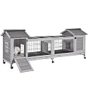 GUTINNEEN Rabbit Hutch Indoor Outdoor Bunny Cage Upgrade Large Space for Rabbit,Guinea Pig,Bunny and Other Small Animals,On Wheels Move Easily.