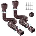 Gutterlix Flexible Gutter Downspout Extensions, Extendable Downspout Extender with 58"+ 67" Pipes Combine to 10ft with Connector Down spout Drain Extension(2 Pack, Brown)