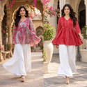 Gvastra Women Printed Flared Kurta