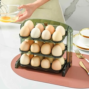 gvnd egg storage container for refrigerator foldable fridge side door egg organizer 3 tier 24 grid egg tray for kitchen fridge and desk egg fresh storage box