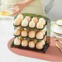 Gvnd Egg Storage Container for Refrigerator, Foldable Fridge Side Door Egg Organizer, 3 Tier 24 Grid Egg Tray for Kitchen Fridge and Desk Egg Fresh Storage Box