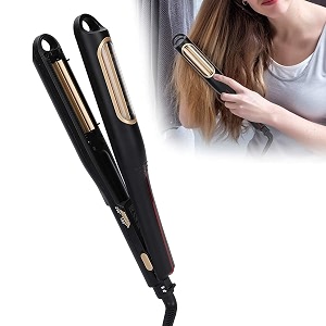 gvnd hair crimper electric ceramic corrugated hair crimper curler straightening iron wide plates waver corn hair crimping machine flat irons styling tools with fast warm-up black