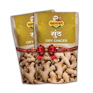 gw khamkar sunth  whole dry ginger  sukha adrak sabut  whole indian spices  strong aroma  organic  natural and pure spices  100 gm pack of 2