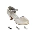 Gwen &amp; Zoe Girl Dress Shoes for Weddings and Parties - Big and Little Girl 2 Inch High Heel with Rhinestone Strap