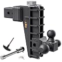 GWTAUTO Adjustable Trailer Hitch, Tri-Ball (1-7/8" x 2" x 2-5/16") Drop Hitch, Fits 2.5-Inch Receiver, 8 Inch Drop Hitch, 18500 LBS GTW Tow Hitch for Heavy Duty Truck, Black, Solid Ball Mount