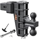 GWTAUTO Dual-Ball Adjustable Trailer Hitch(2"&amp;2-5/16"), Fits 2-Inch Receiver, 6 Inch Drop/Rise Drop Cushioned Hitch, 25,000 LBS GTW-Tow Hitch for Truck, Solid Ball Mount, Black, Heavy Duty