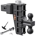 GWTAUTO Dual-Ball Adjustable Trailer Hitch(2"&amp;2-5/16"), Fits 2.5-Inch Receiver, 6 Inch Drop/Rise Drop Cushioned Hitch, 28,000 LBS GTW-Tow Hitch for Truck, Solid Ball Mount, Black, Heavy Duty