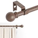 GXOACKJ Curtain Rods for windows 28-78 inch, 5/8 inch Decorative Dark Walnut Wood Splicing Heavy Duty Metal Curtain Rod set with Brackets