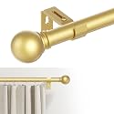 GXOACKJ Curtain Rods for windows 32-46 inch, 1 inch Diameter Decorative Gold Adjustable Heavy Duty Metal Curtain Rod set with Brackets
