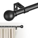 GXOACKJ Curtain Rods for windows 66-120 inch, 1 inch Diameter Decorative Matte Black Adjustable Heavy Duty Metal Curtain Rod set with Brackets