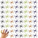 GXXMEI 124 Pieces Spider Rings Plastic Cupcake Topper Halloween Party Favors (Multicolor)