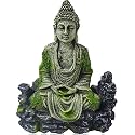 GXXMEI Aquarium Buddha Statue Decorations Ancient Buddha Statue Decor Underwater Landscape Hideaway Fish Tank Scenery for Betta, Small Lizards, Turtles, Reptiles, Amphibians