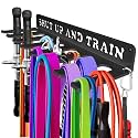 Gym Home Rack 8 Hook Heavy-Duty Wall-mounted Organizer Multi-Purpose Workout Gear Wall Hanger Storage for Resistance Bands Jump Ropes Lifting Belt Fitness Bands Barbells Carabiners Included