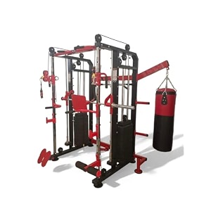 gym24 equipments functional trainer with smith machine amp punching bag model boxer  80 kg pvc weight stack  multi gym with leg press dip bars t bar  free installation