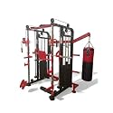 Gym24 Equipments Functional Trainer with Smith Machine &amp; Punching Bag Model Boxer | 80 kg PVC Weight Stack | Multi Gym with Leg Press Dip Bars T Bar | Free Installation