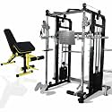 GYM24 EQUIPMENTS Multi Gym Functional Trainer with Smith Machine | 160 Kg Iron Weight Stack (80 Kg Each Side) | Home Gym Equipment with Bench | 12 Gauge Steel | Grey Black | Free Installation