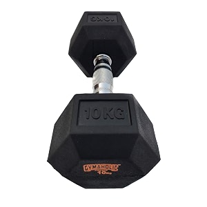 Gymaholic Dumbbell Hexa Rubber Dumbbell with Metal