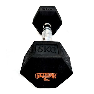 Gymaholic Dumbbell Hexa Rubber Dumbbell with Metal