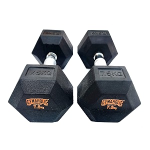 Gymaholic Hexa Rubber Dumbbell with Metal Handles